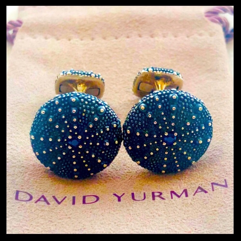 David Yurman Sea Urchin Cufflinks w/Blue Sapphire RARE